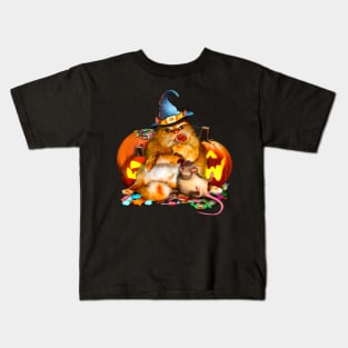 Halloween Fat Cat and Rat eat sweets No Text Kids T-Shirt